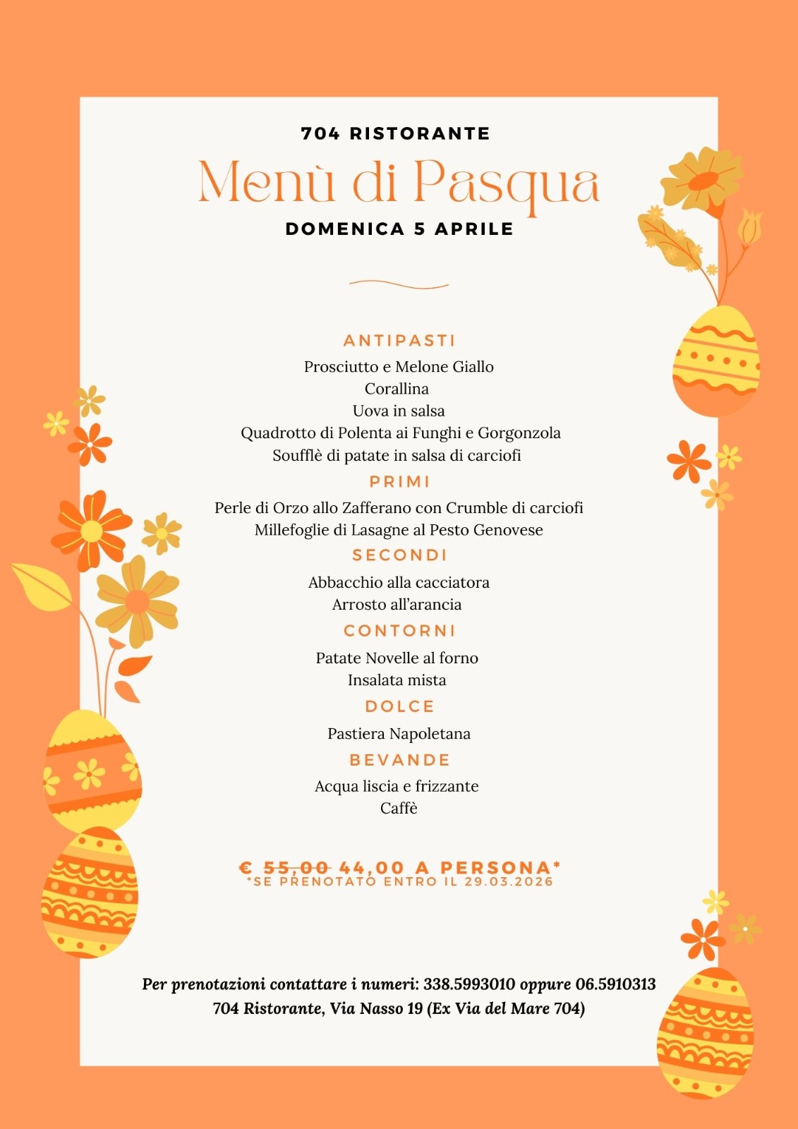 MENU DI PASQUA 2026